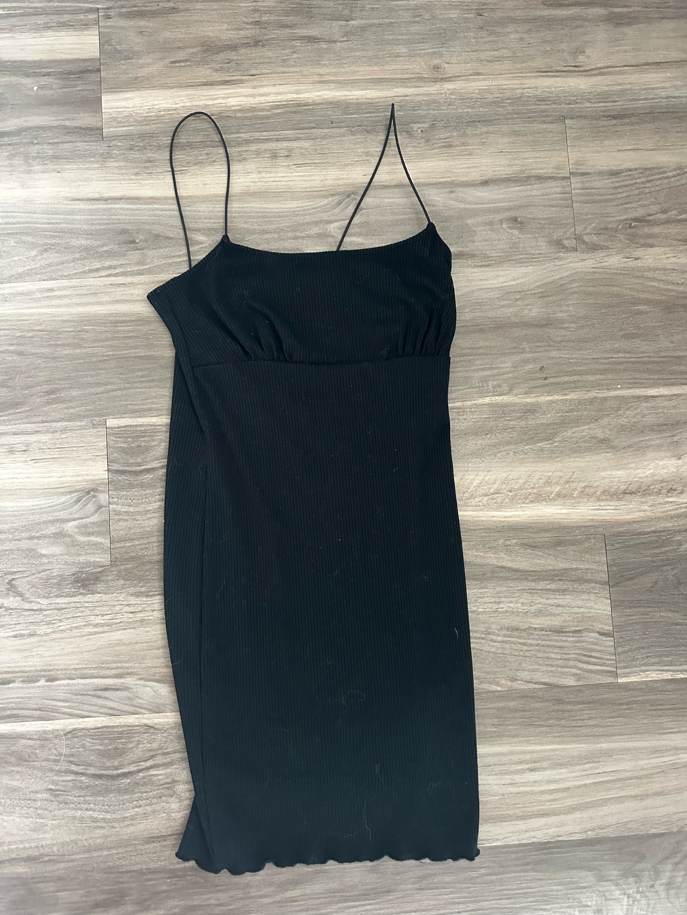 Forever 21 Black Ribbed Spaghetti Strap Midi Dress